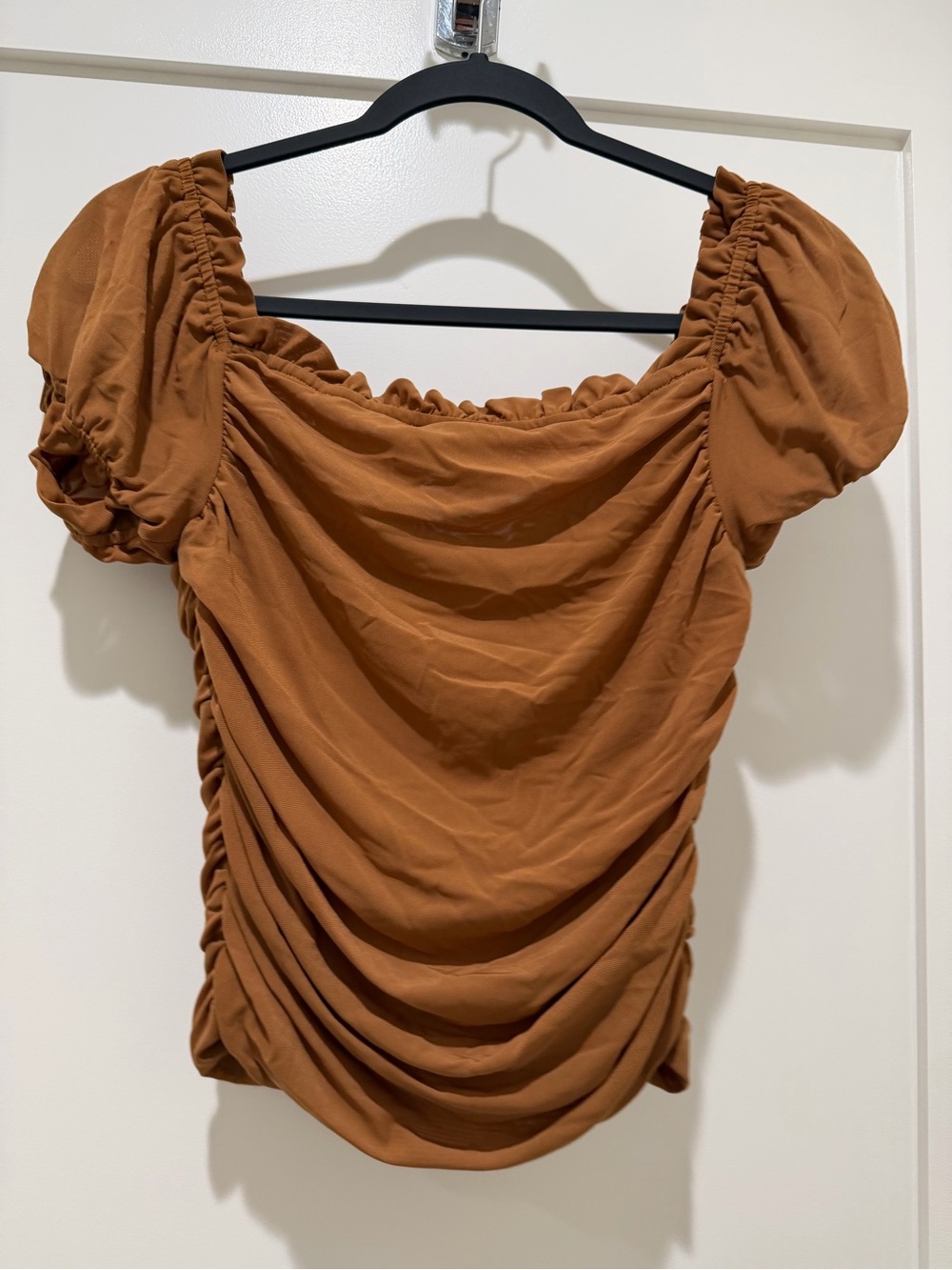 Lulu's Rust Ruched Sweetheart Top - Picture 6 of 7